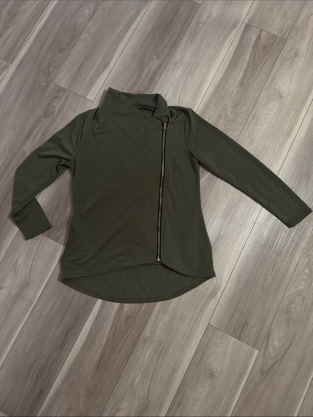 Olive Green Asymmetrical Zip Cardigan